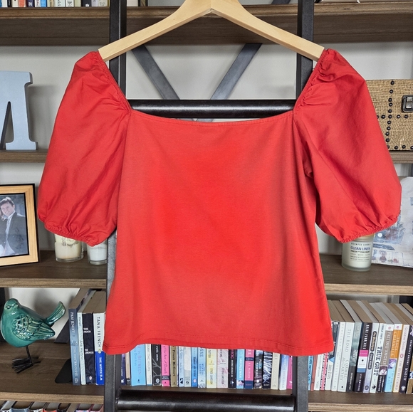 H&M Red Puff Sleeve Tee - Picture 2 of 4